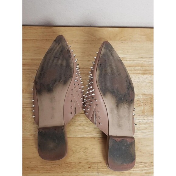 Steve Madden Shoes Womens 7M Tan Nude Studded Spike Pointed Mule Slides Rocker - Picture 7 of 7